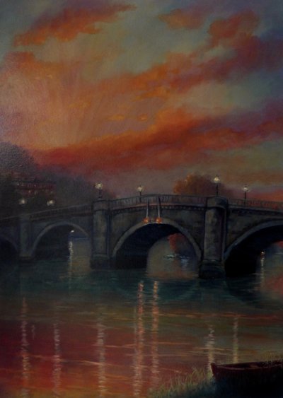 Richmond Bridge Sunset, 2022 (olaj, vászon) alkotó: Lee Campbell