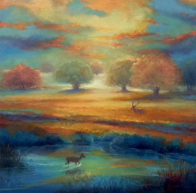 Richmond Park, zöld és arany, 2021 alkotó: Lee Campbell