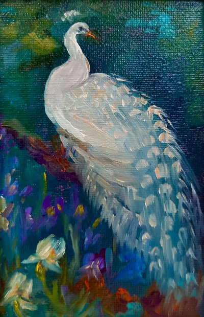 Fehér páva, 2025 (olaj, vászon) alkotó: Lee Campbell