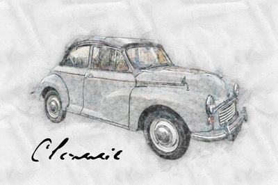 Régi autók rajzolása alkotó: Lembayung senja studio [Vintage Poster]