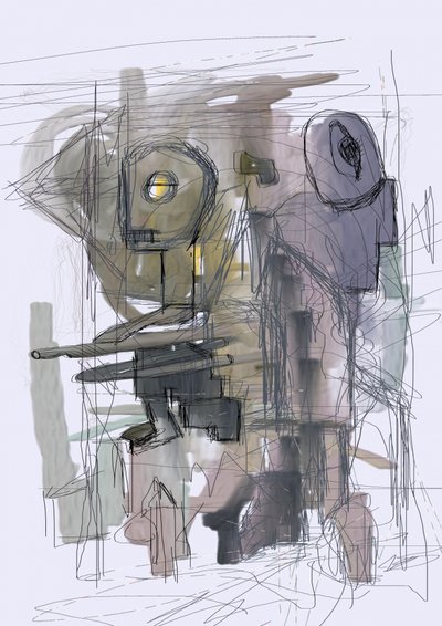 Rejtélyes absztrakt robotok alkotó: Lembayung senja studio [Vintage Poster]