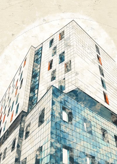 Városi építészeti vázlat alkotó: Lembayung senja studio [Vintage Poster]