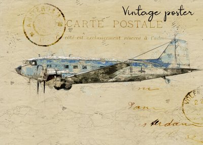 Régi repülőgépes képeslap alkotó: Lembayung senja studio [Vintage Poster]