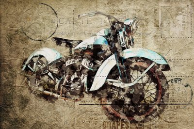 Retro motoros grunge alkotó: Lembayung senja studio [Vintage Poster]