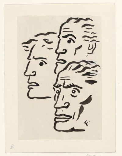 Három férfi arca alkotó: Leo Gestel (signed by artist)
