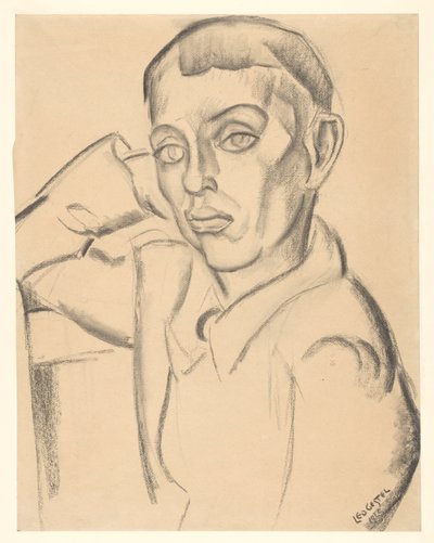 A fiatalember a fejét a kezére támasztja alkotó: Leo Gestel (signed by artist)