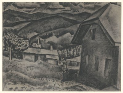 Táj nő gyermekkel egy ház előtt alkotó: Leo Gestel (signed by artist)