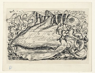 Hal és kagyló a vízben alkotó: Leo Gestel (signed by artist)