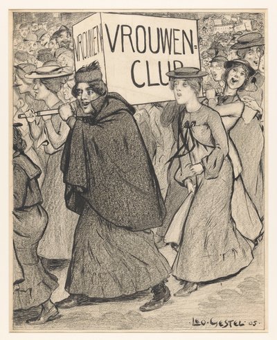 Nők a női klub felvonulásában alkotó: Leo Gestel (signed by artist)