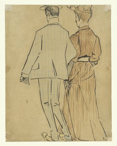 sétáló pár alkotó: Leo Gestel (signed by artist)