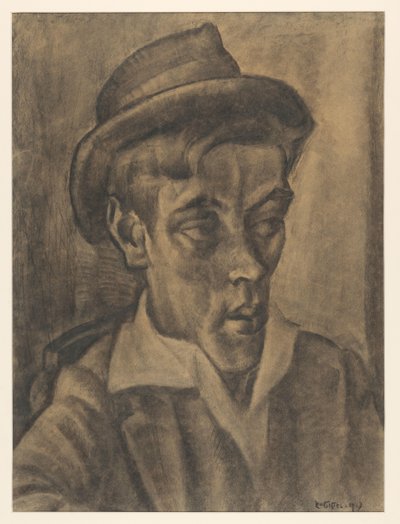Kalapos férfi mellszobra alkotó: Leo Gestel