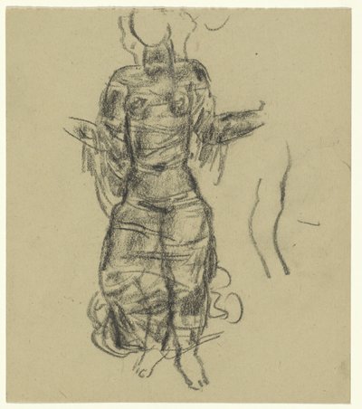 Táncoló nő átlátszó függönyökben alkotó: Leo Gestel