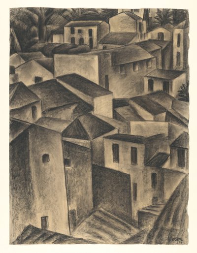 Kilátás egy olasz falura alkotó: Leo Gestel