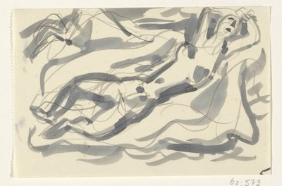 Meztelen nő és ló a tengerben alkotó: Leo Gestel