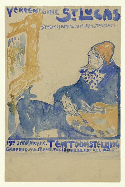Tervezés az amszterdami Stedelijk Múzeumban megrendezett Vereening St. Lukas 19. éves kiállításának plakátjához alkotó: Leo Gestel
