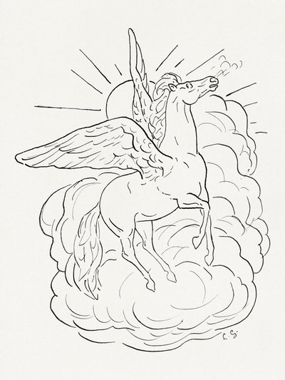 Pegazus repül egy felhő előtt (1891–1941) alkotó: Leo Gestel