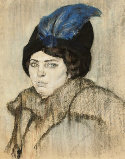 Marie Boendermaker-Schoenmaker portréja (kréta és pasztell papíron) alkotó: Leo Gestel