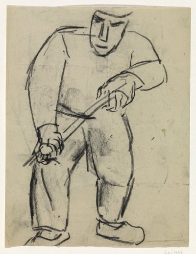 Álló ember bottal a kezében alkotó: Leo Gestel