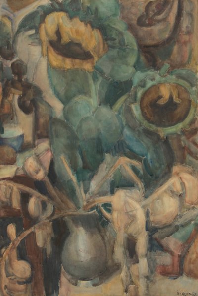 Csendélet napraforgóval egy vázában alkotó: Leo Gestel