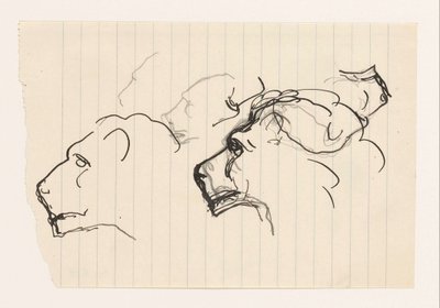 Tanulmányi lap oroszlánfejekkel alkotó: Leo Gestel