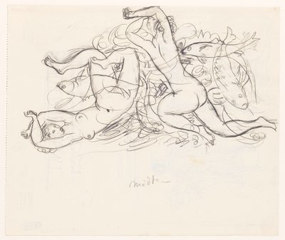 Két meztelen nő és három hal alkotó: Leo Gestel