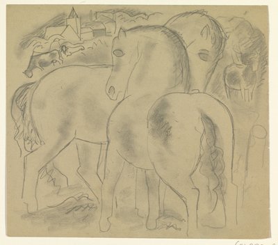 Két ló a tehénekkel teli tájon alkotó: Leo Gestel