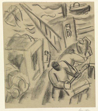 Halász egy halászhajón alkotó: Leo Gestel