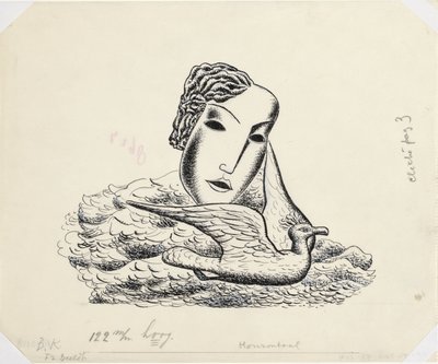 Női fej madárral (vázlat) alkotó: Leo Gestel