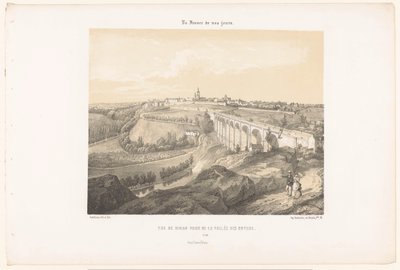 Kilátás Dinanra és a Rance folyó feletti viaduktra A Vallée des Noyers Vue de Dinan díja (cím a tárgyon) Kortárs Franciaország (sorozat címe) La France de nos jours (sorozat címe a tárgyon) alkotó: Leon Auguste Asselineau