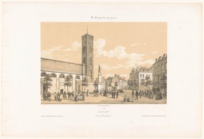 Kilátás a Bisson térre Lorientban lorient. Vue de la place Bisson (cím a tárgyon) Kortárs Franciaország (sorozat címe) La France de nos jours (sorozat címe a tárgyon) alkotó: Leon Auguste Asselineau