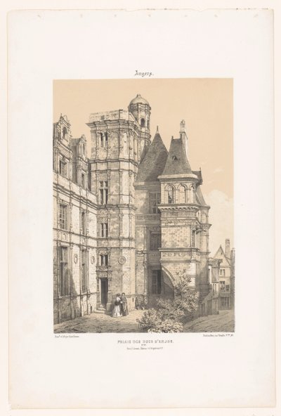 Kilátás az Angers-i kastély egy részére Angers. Palais des ducs d