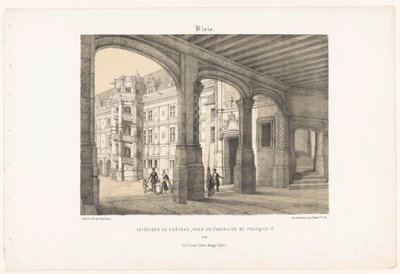 Kilátás a bloisi kastély belsejére I. Ferenc király nyolcszögletű lépcsőtornyával blois. Intérieur du château, tour de l