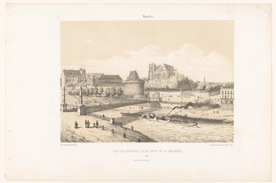 Kilátás a kastélyra és a Pont de la Rotonde-ra a Loire felett, Nantes-ban Nantes. Vue du chateau et du pont de la Rotonde (cím a tárgyon) Kortárs Franciaország (sorozat címe) La France de nos jours (sorozat címe) alkotó: Leon Auguste Asselineau