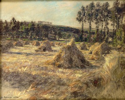 Szénakazalok naplementében, 1906 (pasztell, papíron) alkotó: Leon Augustin Lhermitte