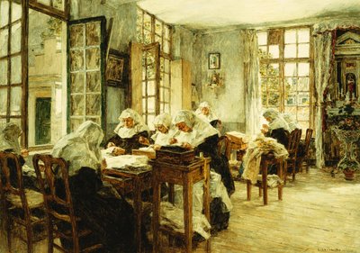 Apácák varrás, alkotó: Leon Augustin Lhermitte