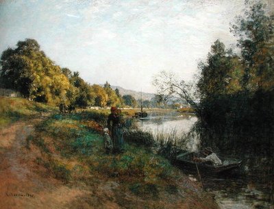 A Marne partjai, A halász visszatérése, 1907 körül (pasztell, papíron) alkotó: Leon Augustin Lhermitte