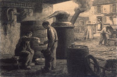 A szeszfőzde; Eau-de-Vie-de-Marc kóstolói vagy A csend, 1872 körül alkotó: Leon Augustin Lhermitte