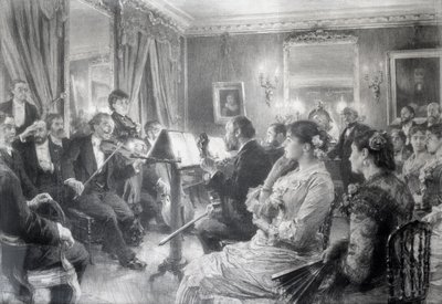 A Quartet vagy a Zenés est az Amaury Duval Házban, 1881 (szén papíron) alkotó: Leon Augustin Lhermitte