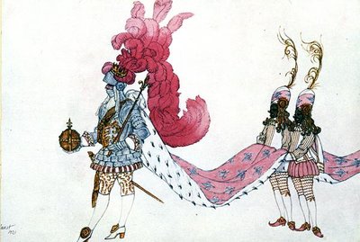 Jelmeztervezés a The King with His Laps számára, a Csipkerózsika-tól alkotó: Leon Bakst