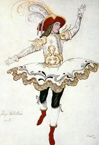 A tündérkolibri lapfiú jelmezterve, a Csipkerózsika-tól alkotó: Leon Bakst