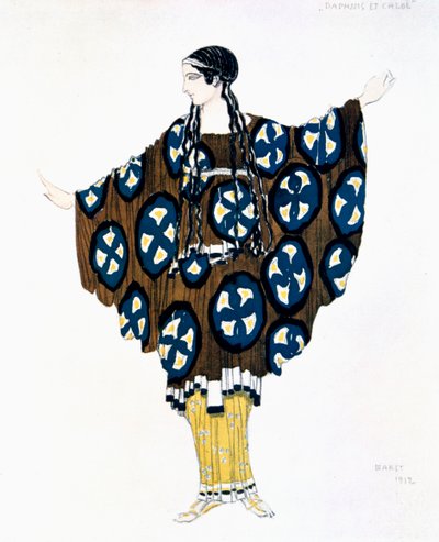 Jelmeztervezés a Ballets Russes Ravels Daphnis et Chloe című produkciójához, 1912 alkotó: Leon Bakst