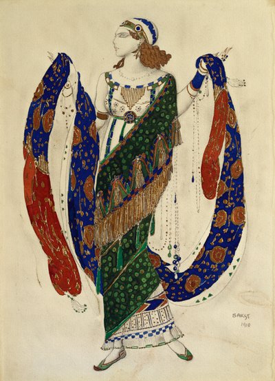 Jelmezterv egy táncosnak a Kleopátrából, 1910 alkotó: Leon Bakst