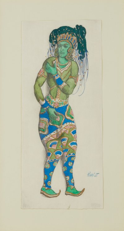 R. Hahn balettkék istenének jelmezterve, 1910. alkotó: Leon Bakst