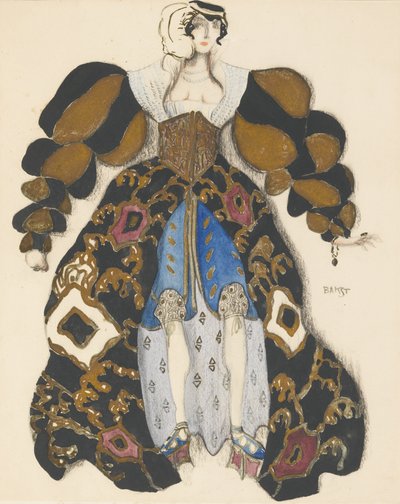 Jelmezterv R. Strauss József legendája című balettjéhez alkotó: Leon Bakst