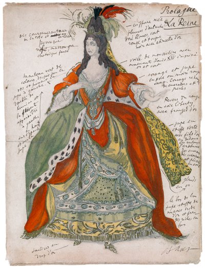 P. Csajkovszkij Csipkerózsika című balettjének jelmezterve, 1921 alkotó: Leon Bakst