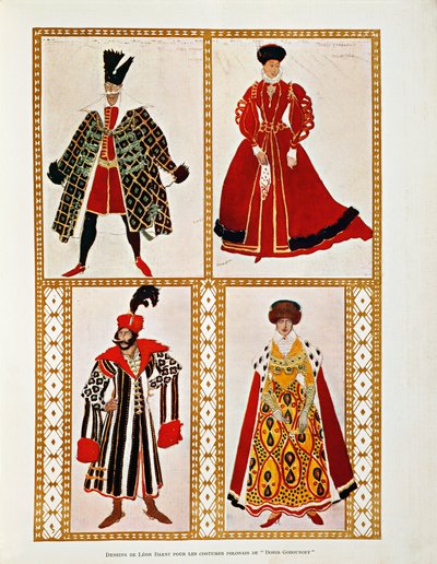 Jelmezek Modeszt Muszorgszkij Borisz Godunov polonézéhez (akvarell) alkotó: Leon Bakst