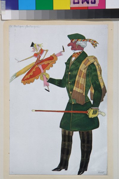 Az angol, Gioachino Rossini balett la boutique fantasque jelmeze - Leon Bakst (1866-1924) munkája, litográfia 1919 - (Gioachino Rossini "The Magic Toy Shop" című balettjének jelmezterve, Leon Bakst, színes litográfia alkotó: Leon Bakst