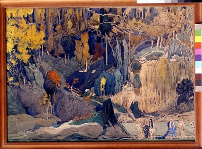 Díszlet az „Egy faun délutánjának előjátékához”, 1912 alkotó: Leon Bakst