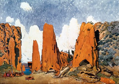 Díszlet a Ballets Russes Ravels Daphnis et Chloe című produkciójához, 1912 alkotó: Leon Bakst
