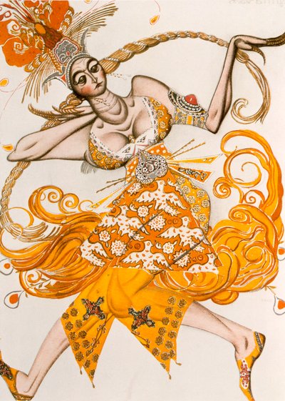 A Tűzmadár, A tűzmadár jelmeze, Igor Stravinsky balettje, 1910 alkotó: Leon Bakst